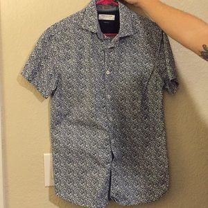 Navy blue and white floral button down